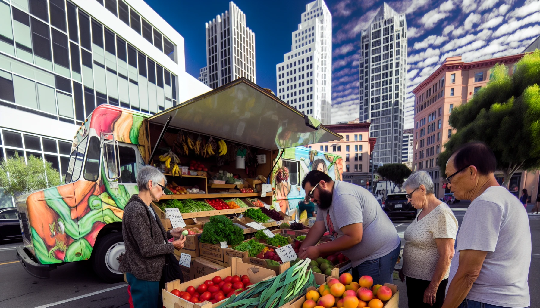 A mobile market with a diverse selection of fresh produce