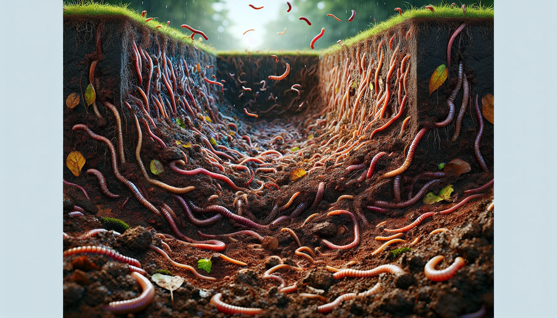 Earthworms aerating and enriching the soil